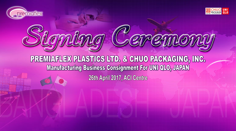 Signing Ceremony between Premiaflex Plastics Ltd. and CHUO Packaging, INC, Japan.